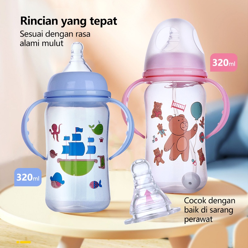 320ml Botol Dengan Pegangan Bayi Wide Nipple Bottle 805