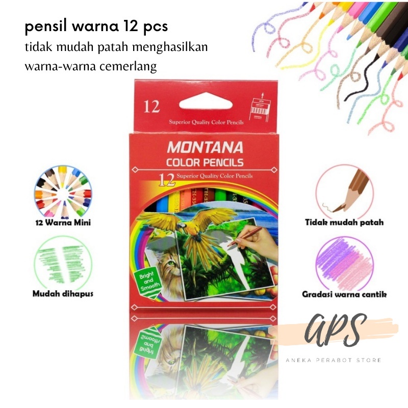 

APS -G103- Pensil Warna 12pcs Pack KECIL - Pensil Mewarnai Anak Ukuran Kecil 12pcs