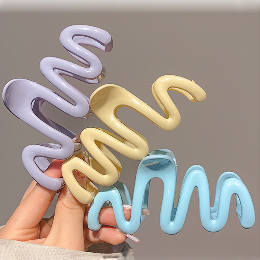 Korean Plastic Wave Hollow Hair Clip Ponytail Clip Woman Versatile Colorful Hairpin Hair Accessories