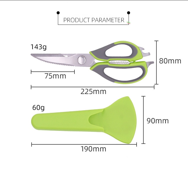 02-Gunting Dapur Multi 8in1 Kitchen Scissors Gunting Dapur Stainless Degan Wadah