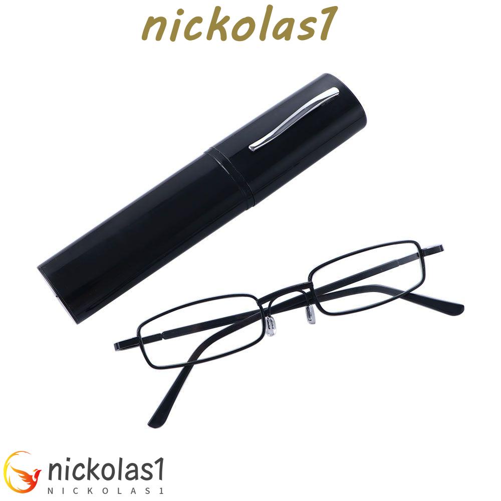 NICKOLAS1 Kacamata Baca Portable Fashion Unisex Kantor Ultralight Bingkai Logam Dengan Pen Tabung Case Spectacles Anti Blue Light Glass