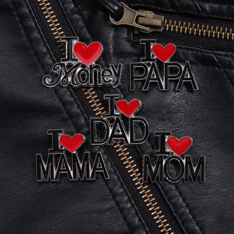 I Love Mom Dad Money Bros Enamel Pin Lencana Logam Keluarga Perhiasan Custom Kerah Ransel Topi Aksesoris Wanita Grosir