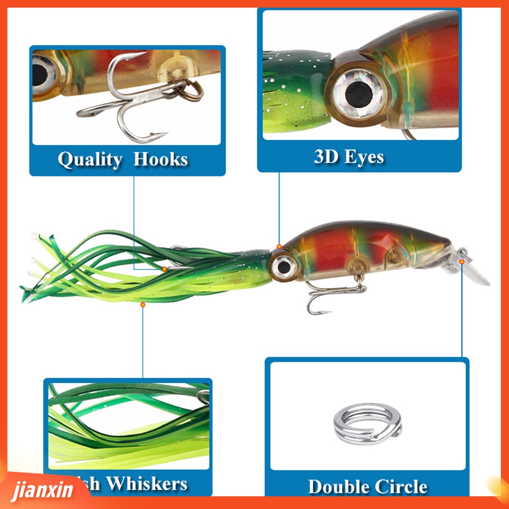 (In Stock) 18cm /17.6g Squid Lure Mengambang Vivid ABS Kekuatan Tinggi Bicyclic Fishing Lure Untuk Air Asin