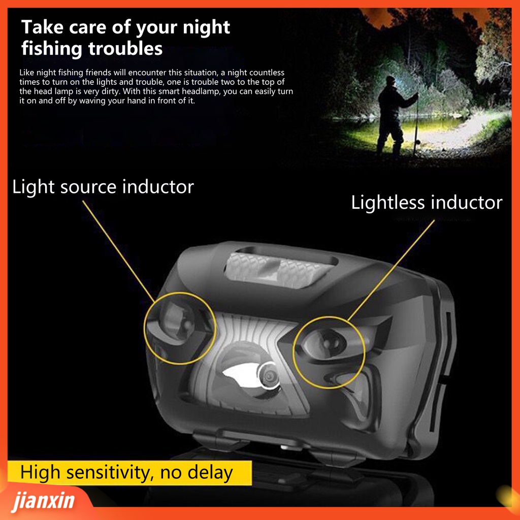 (In Stock) Headlamp Rechargeable Long Life IPX6 Waterproof Perfectly Fitment Induction Lampu Kepala Super Terang Untuk Malam Hari