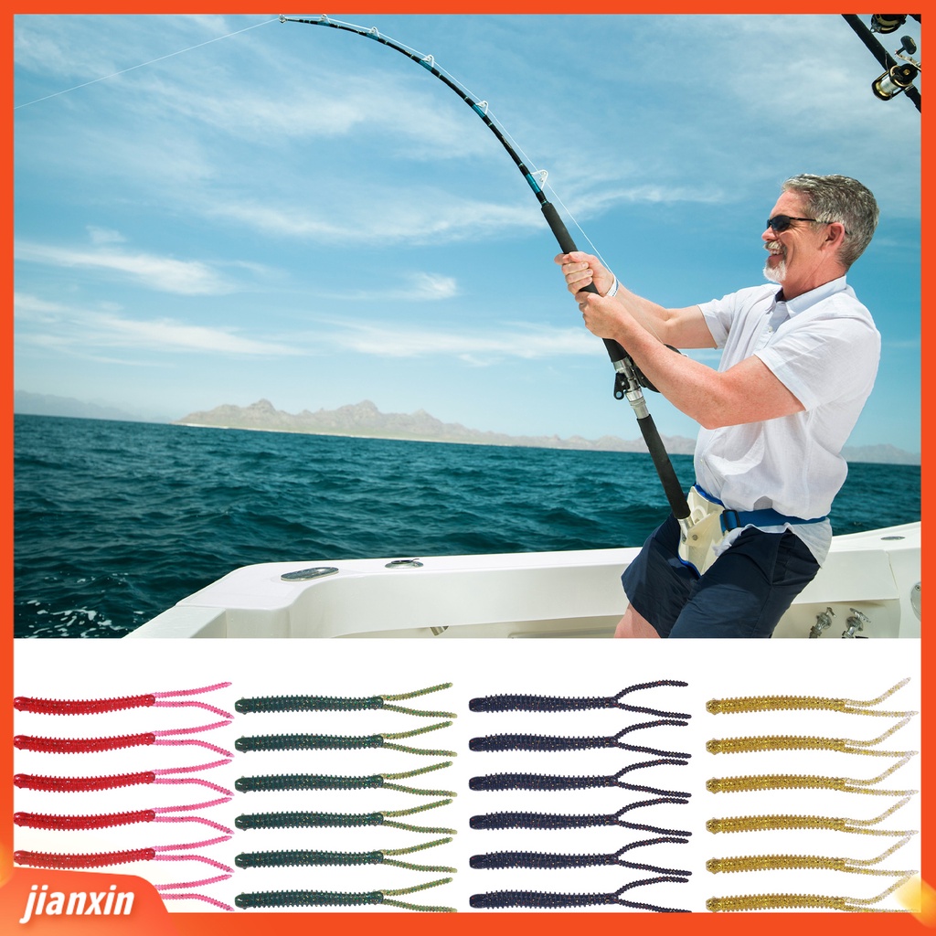 (In Stock) 6 Pcs Lembut Memancing Umpan Simulasi Spiral Split Double-Ekor Cacing Umpan Loach Umpan Palsu Outdoor Memancing Aksesoris