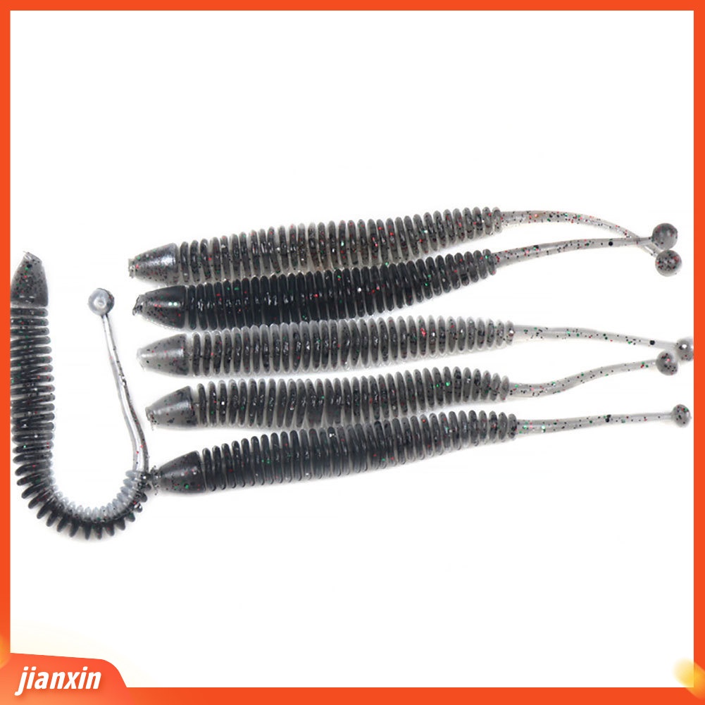 (In Stock) 6Pcs 8cm 1g Bentuk Ekor Umpan Ikan Cacing Lembut Lure Outdoor Fishing Tackle Tool