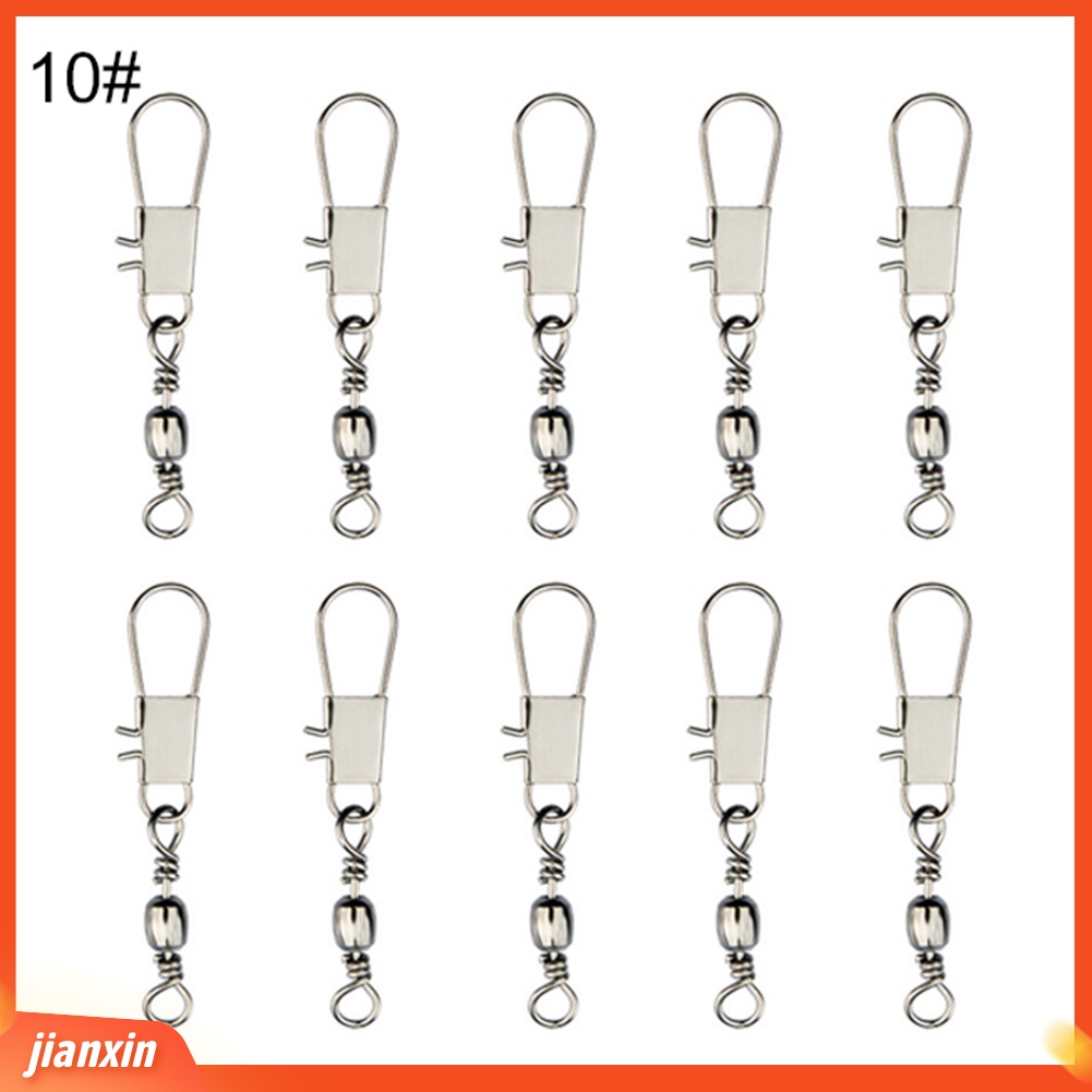 (In Stock) 10Pcs Bearing Bola Pancing Rolling Swivel Dengan Konektor Snap Tackle Interlock