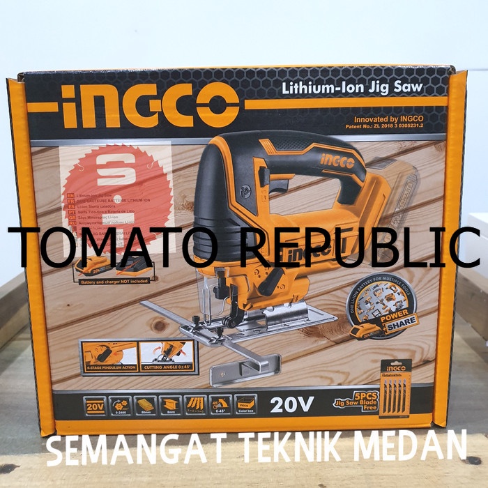 Murah CJSLI8501 MESIN JIGSAW BATERAI CORDLESS LITHIUM JIGSAW INGCO UNIT ONLY YGC589