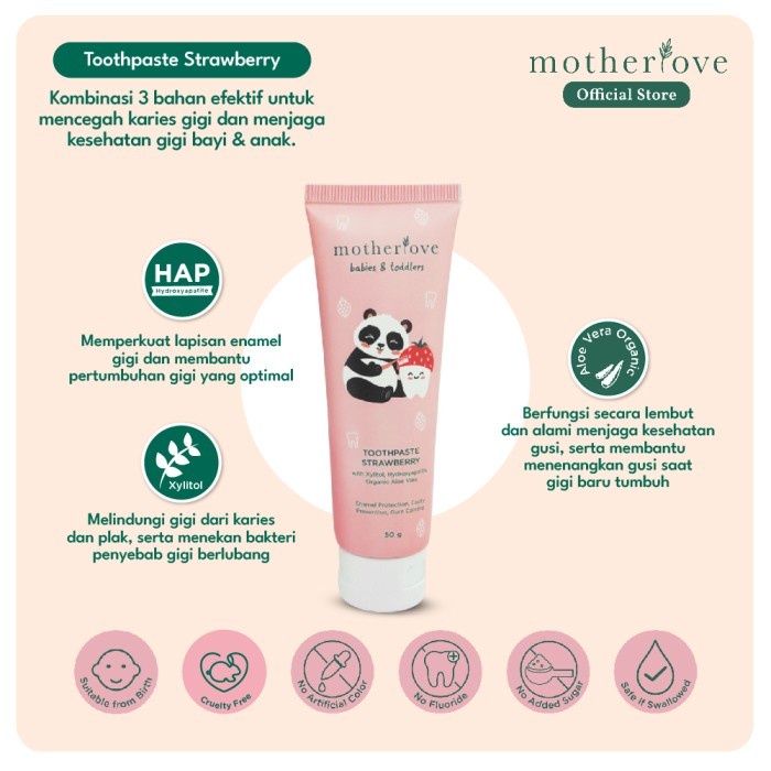 MOTHERLOVE Babies &amp; Toddlers Toothpaste 50g Pasta Gigi Bayi Aman Tertelan