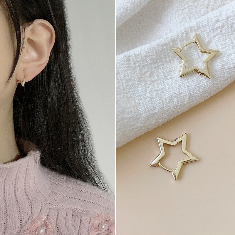 S925 Sterling Silver Anting Tusuk Telinga Bintang Ear Buckle Tulang Telinga Untuk Gadis Manis Keren