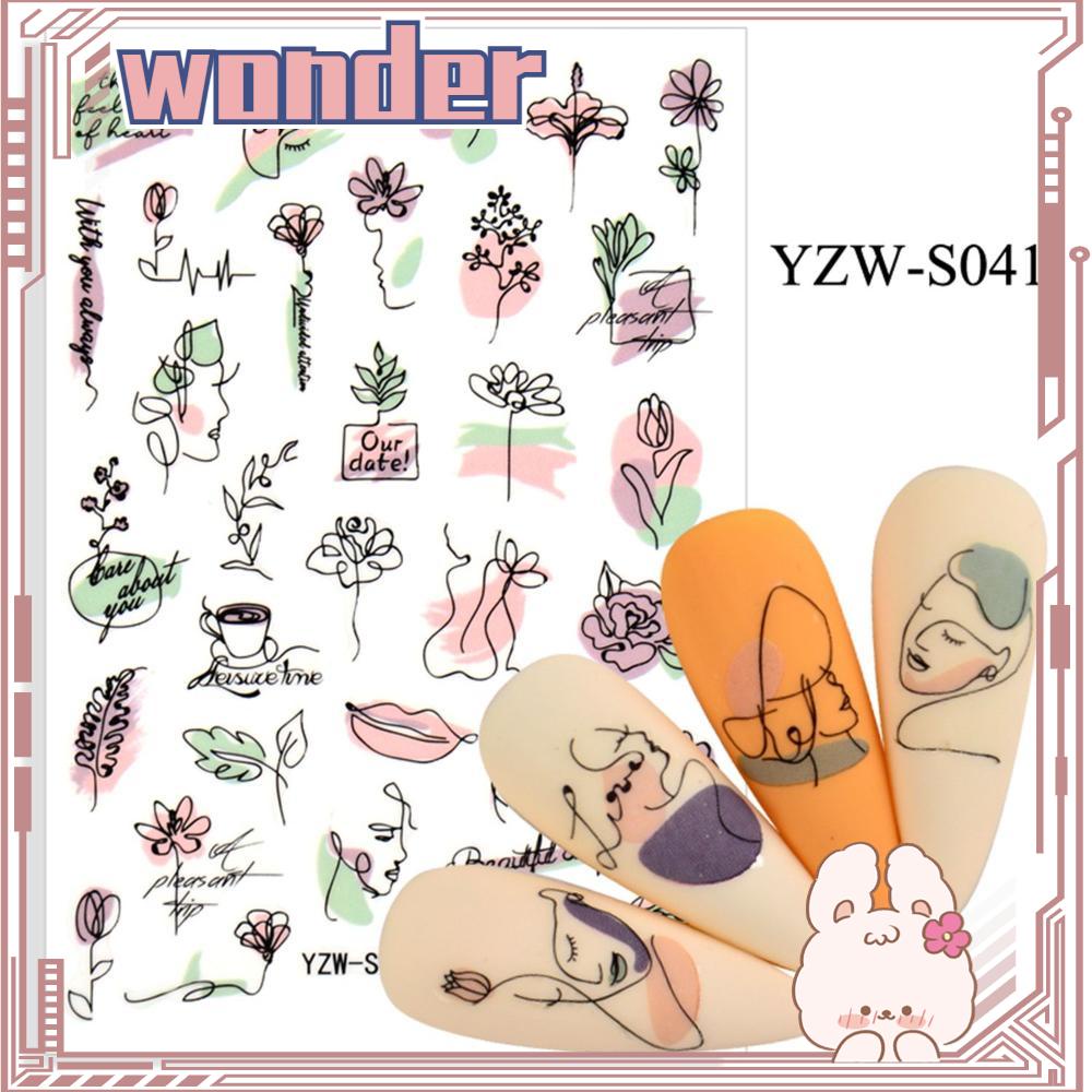 WONDER 1lembar Stiker Kuku Slider DIY Dekorasi Nail Art Gaya