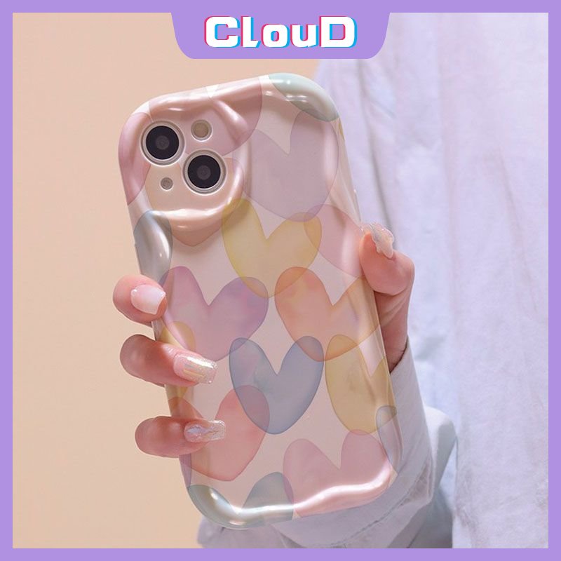 Untuk Redmi 10A 9A 9T 9a2 A1 10C 9C NFC Redmi Note8 11 12 11s 10 Pro Max 10s 9poco M3 Biru Love Heart Colorful Sweet Love Heart 3D Wavy Curved Edge Shockproof Case