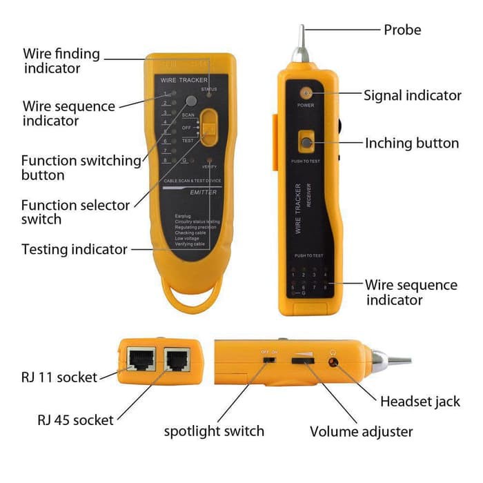 Wire Tracker JW-36 LAN Ethernet Network Telephone Cable Tester Finder M