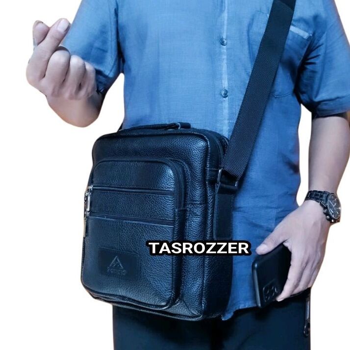 Tas selempang pria kulit 100% saku banyak
