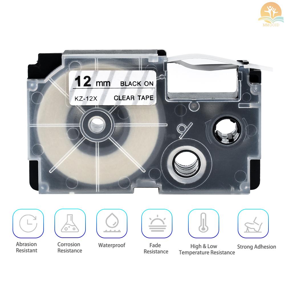 In Stock 12mm Label Tape Kompatibel Pita Cartridge Pengganti Casio KL-60 KL-100 KL-170 KL-120 KL-180 KL-780 KL-820 KL-7400 KL-8700 KL-8800 CW-L300 EZ Label Maker