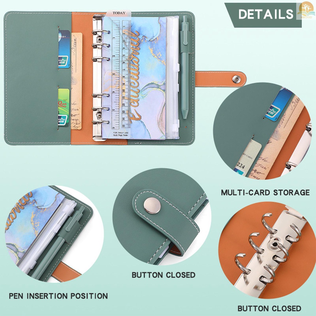 In Stock A6 Pengikat Anggaran Dengan Kulit PU Penutup Notebook Ritsleting Amplop Lable Stiker Penggaris Digunakan Sebagai Money Organizer System Bill Money Card Saving Planner Hadiah Ulang Tahun Untuk Frien