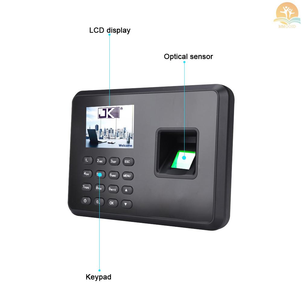 In Stock Mesin Absensi Sandi Sidik Jari Biometrik Cerdas Perekam Cek-in Karyawan 2.4 inch Layar LCD DC 5V Mesin Absensi Hitam UK Plug