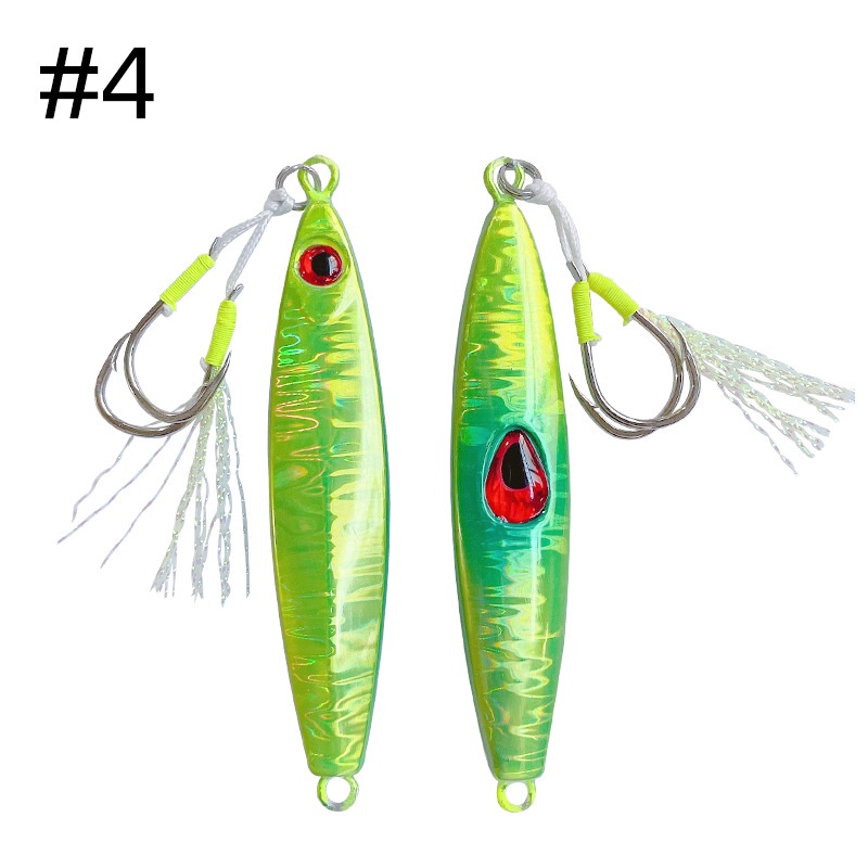 Memancing Jig Lure 20g /30g /40g /60g /80g Deep Sea Fishing Lure Slow Jigging Umpan Buatan Dengan Double Fish Hook Slow Clamp