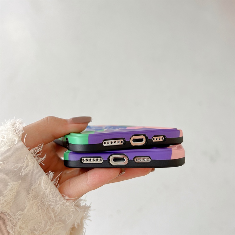 Colorful Block Smile Soft Silicon Case HP iP iPhone 14 + Plus 12 13 Pro Max 11 IMD Wave Casing Apple