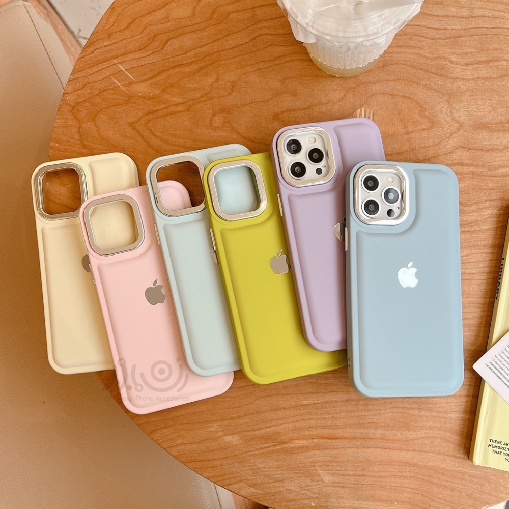 Casing Silikon Warna Permen Untuk Iphone14 12 11 13 Pro Max14 Plus Logo Silver Lucu Soft Casing iPhone Shockproof Cover