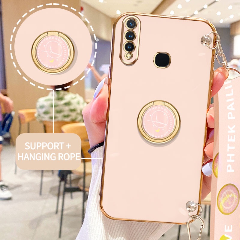 Casing Ponsel Pohon Gloden Untuk Vivo Z1 Pro Z5X2020 Y19 U3 1915 1951 1918 Casing Original Dengan Lanyard Standand Jam