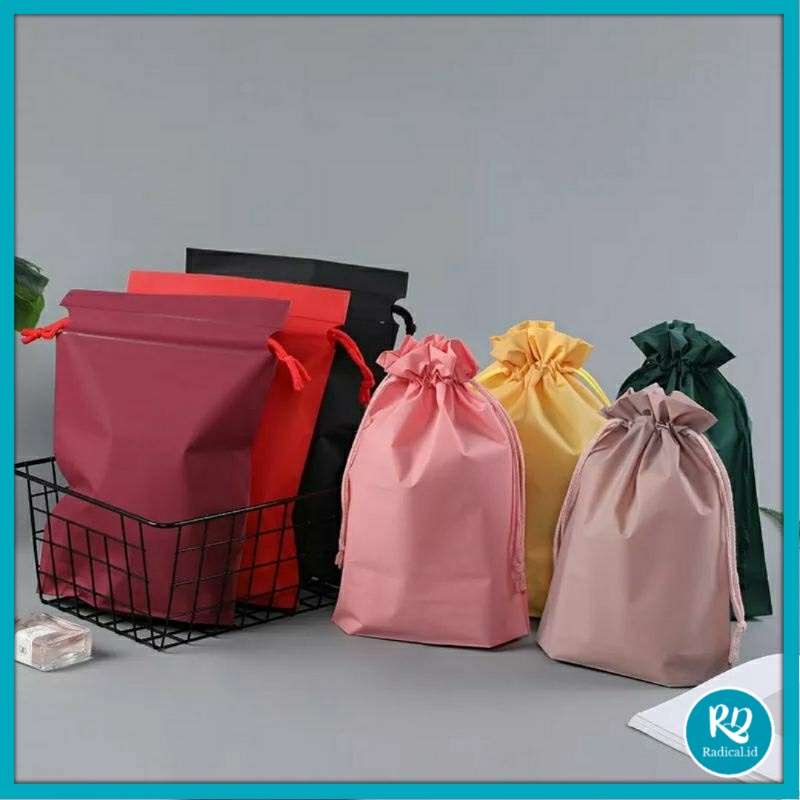 RD Premium Drawstring Pouch Bag Tas Serut Packaging Makeup Kantong Travel Warna Pastel Sebaguna Baha