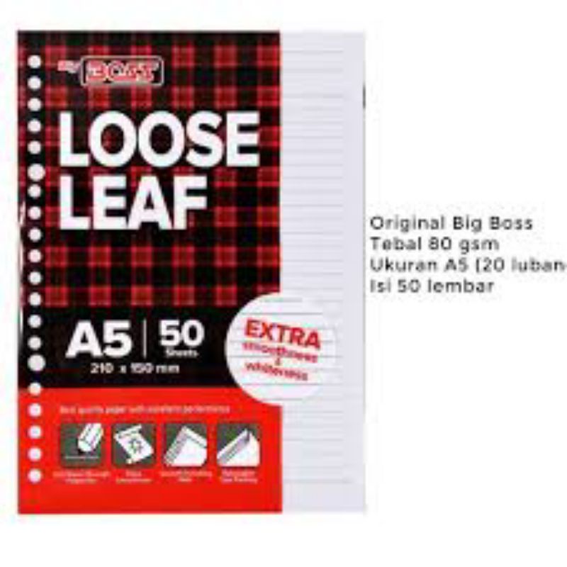 

Kertas Binder Loose Leaf A5 isi 50 Putih Murah