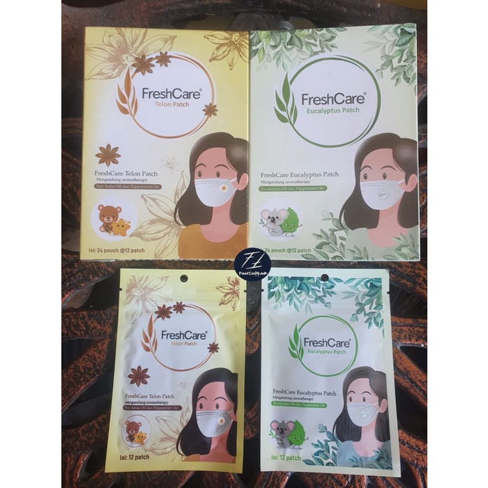 Stiker Masker Tempel FreshCare Patch Eucalyptus Isi 24 | 15 x 12 Pack - Box Isi 24 Pack, Eucalyptus