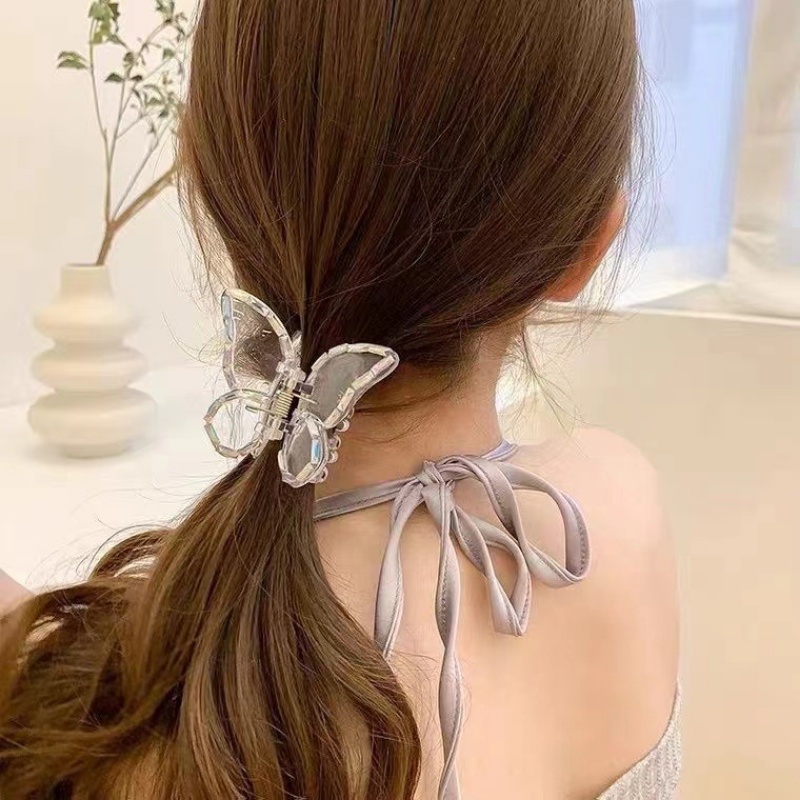 Peri Ponytail Holder Romantis Kepiting Rambut Cakar Gadis Manis Aksesoris Rambut Harian Hadiah Korean INS Style Populer Sederhana Transparan Mutiara Kupu-Kupu Fantasi Rambut Pin