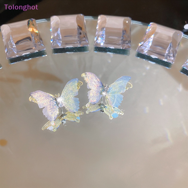 Tolonghot&gt; Colorful Fairy Stereo Butterfly Stud Earrings Untuk Wanita Mini Lucu Hypoallergenic Kupu-Kupu Indah Maju Anting-Anting Pesta Perhiasan well