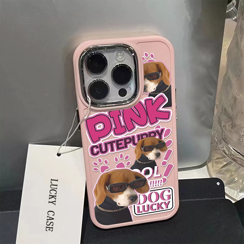 IPHONE Lucu Pasangan Tombol Logam Casing Ponsel Silikon Kompatibel Untuk Iphone11 Pro Max XS X Xr8 +7Plus Anjing Kucing Casing Lembut Shockproof Cover Cell Precticer