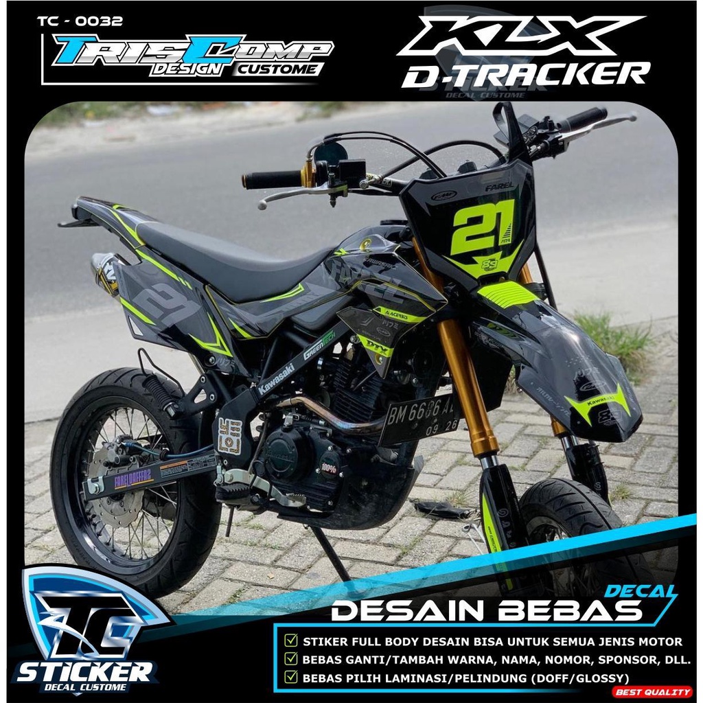 Decal Sticker  KLX 150 BF Fullbody Kombinasi Hijau Flow - Stiker Decal Full Body KLX BF / G / Extrem
