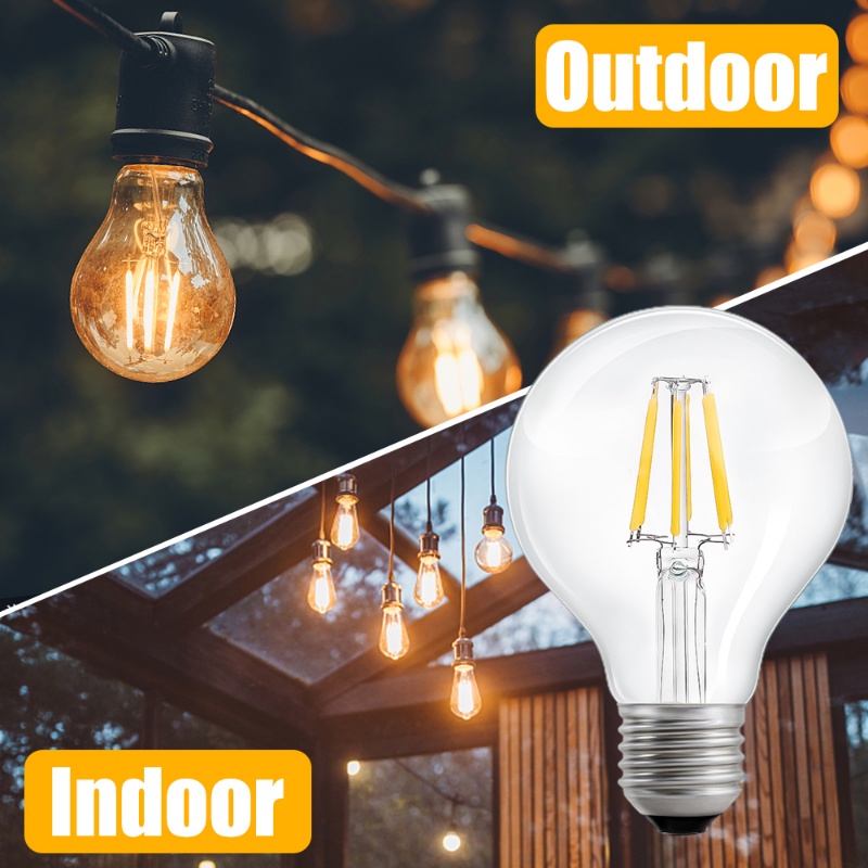Yard Pub Cafe Decor Lighting/Perlengkapan Pengganti Lampu Gantung/Bohlam LED Anti Air Sinar Matahari/Simulasi Flame Flicker Lamp Blubs/ Bohlam Lampu Kaca Bening Vintage