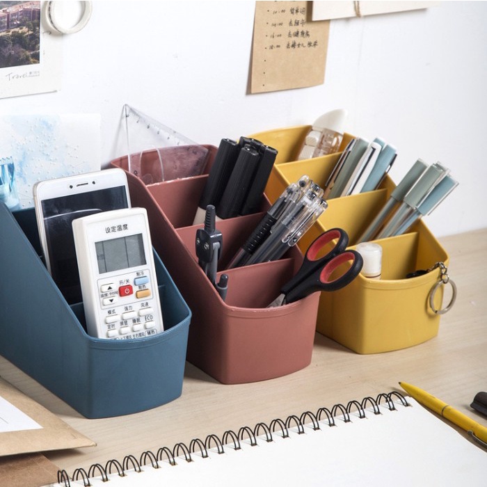 

Rak Meja Tempat Alat Tulis 4 Sekat Tempat Penyimpanan Pensil Pulpen