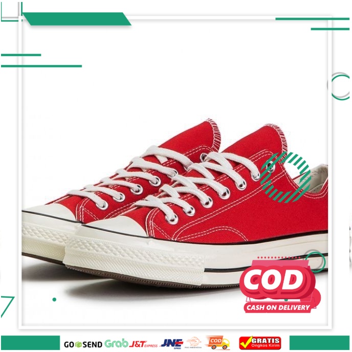 PROMO HARI INI / ONE ® -【BISA COD】 Sepatu Pria Sneakers Casual Merah Converse 70s Sepatu Wanita Mera
