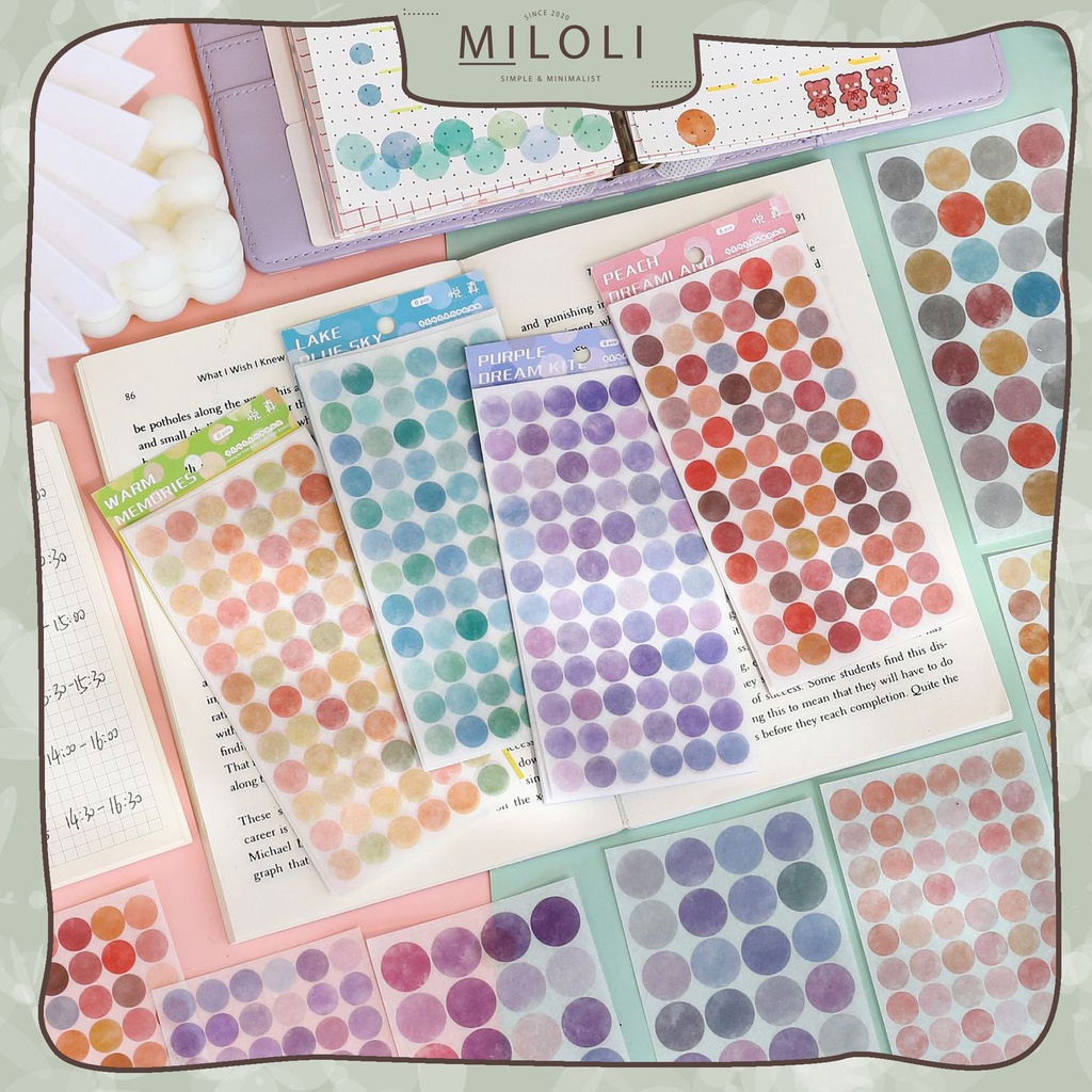 

[MILOLI] 6Pcs STICKER DOTT PET DIY Diary Sticker Jurnal BUJO Planner Deco Stiker Hias - B0424