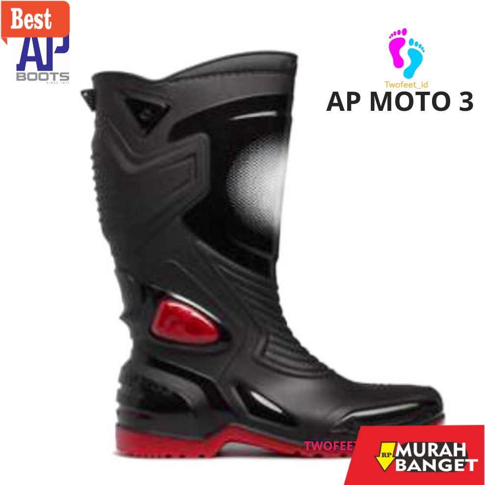 Boot pria terbaru- AP BOOTS MOTO 3 BLACK RED 38-45 - SEPATU BOOTS SEPATU BIKERS MOTO 3 - AP BOOTS