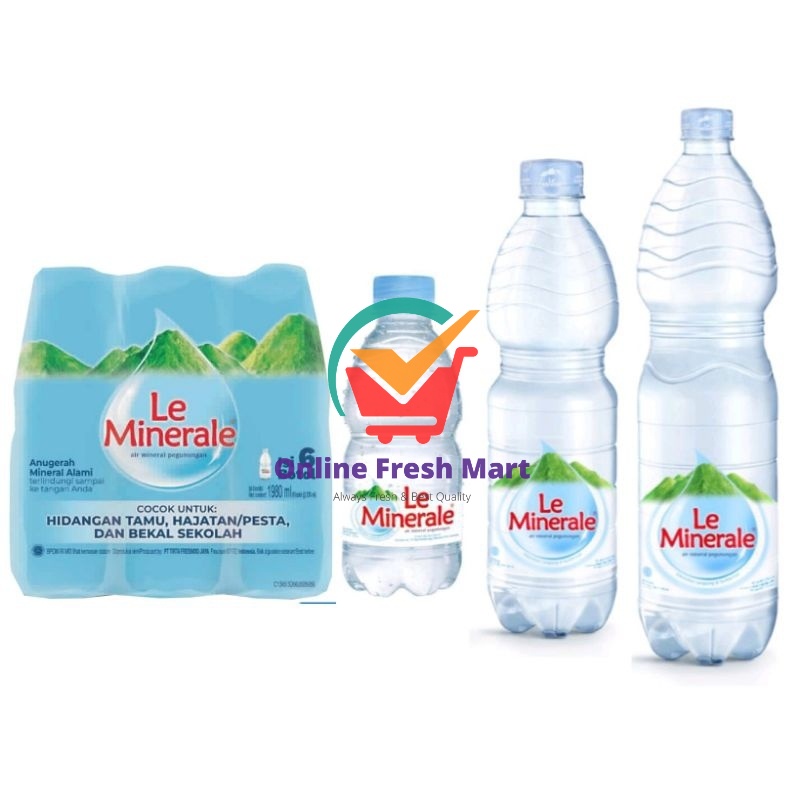 (hanya instant) Le Minerale Air Mineral Pegunungan botol besar tanggung kecil - Online Fresh Mart De