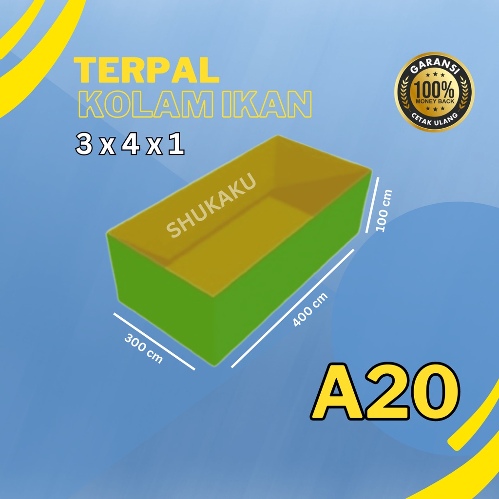 Terpal Kolam Ikan 3x4x1 / 300x400x100 Kolam Terpal A20 Kotak