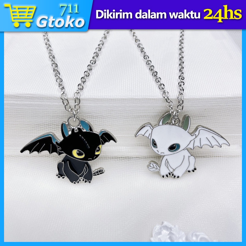 Kalung Pria Wanita Pendant White & Black Dragon Kuromi Couple Necklace How to Train Your Dragon