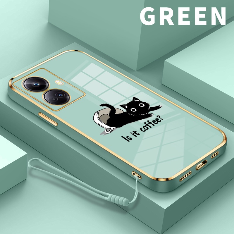 SOMYEE Case Casing For Realme 10 Pro Plus Softcase Kucing Cangkir Kopi Case Pelapisan Silikon Kesing