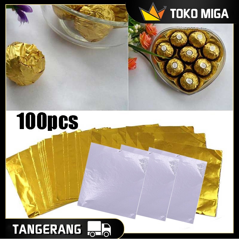 100PCS Kertas Gilding Foil Paper Emas Silver Perak Slime Hiasan Untuk Resin