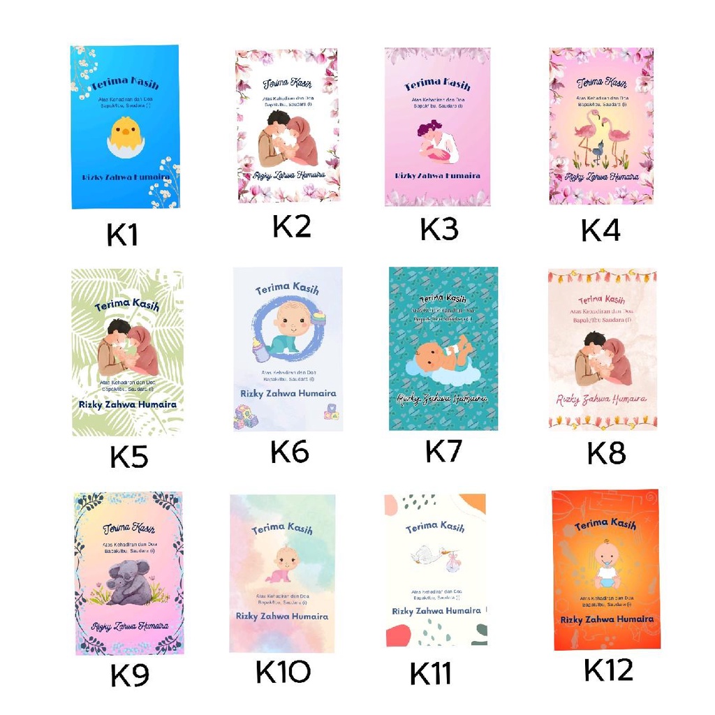 Sticker Kartu Cards Ucapan Souvenir Kelahiran