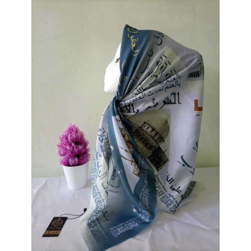 Jilbab Santri Salaf Motif Masjid Tulisan Kata Mutiara Kerudung Arab Pegon Tulisan Arab Koran Bahan K
