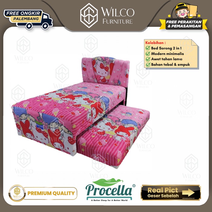 Bed Sorong Karakter Procella / Kasur Bed Sorong Hello Kitty & Friends - Sandaran, 100x200