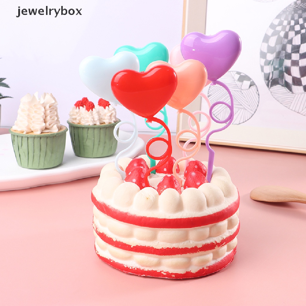 [jewelrybox] 1set Hati Balon Hiasan Kue Valenes Day Perlengkapan Pesta Pernikahan Dekorasi Kue Rumah Boneka Balon Mix Ukuran Butik