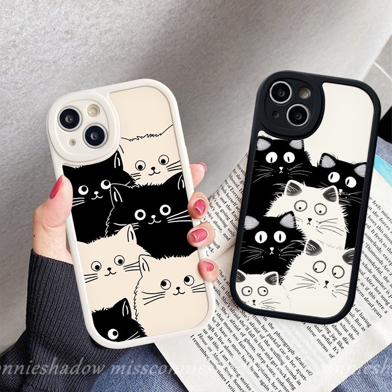 Couple Case Oppo A17 A78 A57 A15 A95 A12 A16 A5s A17K A7 A54 A16K A96 A58 A9 A5 A77s A74 A76 A55 A3S Reno5 8 5F 7 7Z A53 A31 A16E A92 A1K Kucing Kartun Lucu Imut Lembut Sarung Tpu