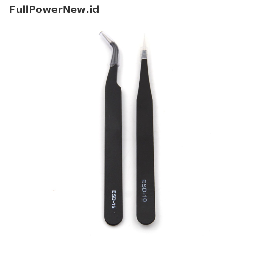 Power 2Pcs/set Hitam Baru Anti-Statis Lurus Melengkung Pinset Fashion Tools ID