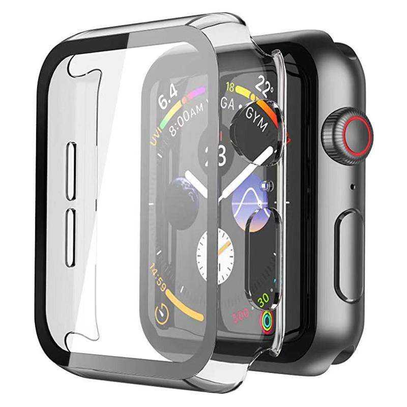 Tempered Film+Case Untuk Apple watch Series8 7 6 5 4 3 2 1 SE SE2 Kaca Perlindungan Anti-Jatuh Untuk iWatch 45mm 41mm 44mm 42mm 40mm 38mm watch cove