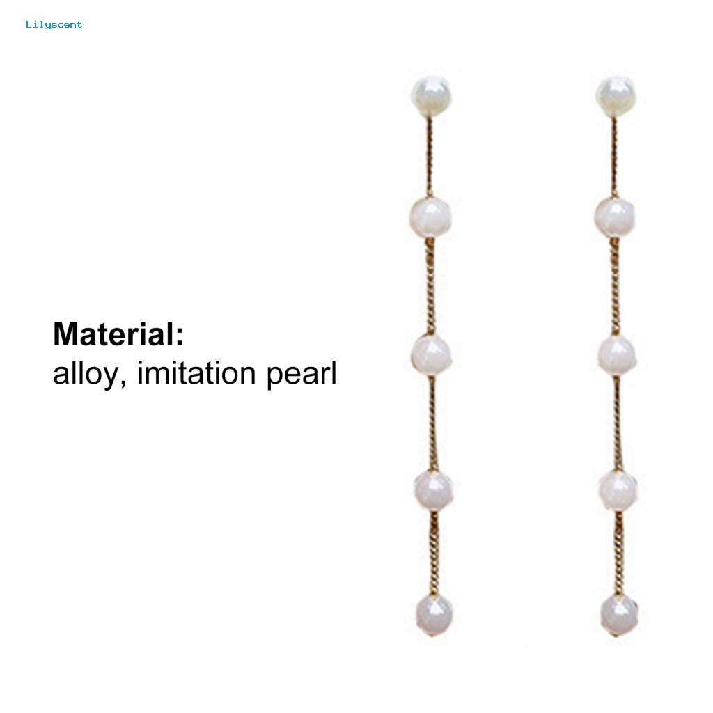 Lilyscent 1pasang Anting Rumbai Menjuntai Untuk Pesta Indah Tindik Mutiara Drop Earrings Kreatif